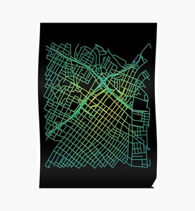 Bunker Hill, LA, USA Colored Street Network Map Graphic