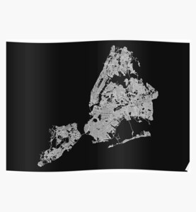 New York City, USA Street Network Map Graphic